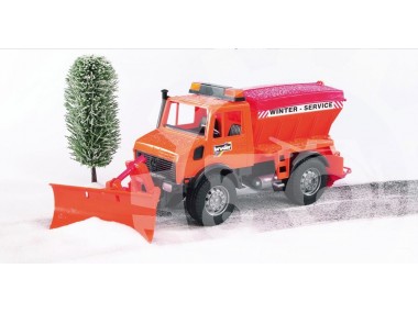 Zabawka 02572 Unimog z piaskarką i pługiem do odśnieżania